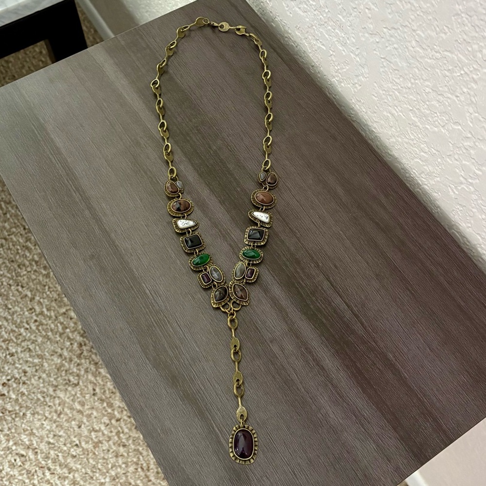 Multi Stone Drop Statement Necklace - image 3